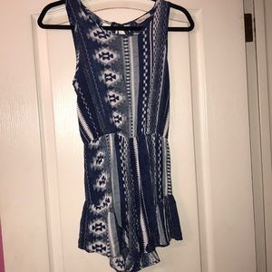 blue and white romper